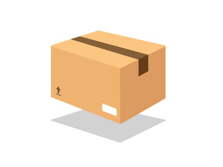 3D cartoon delivery box parcel vector illustration
