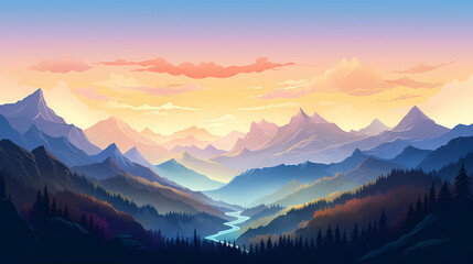 Mountain peak illustration, mountain aerial photography PPT background illustration