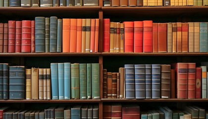 Some books on the shelves in a public library