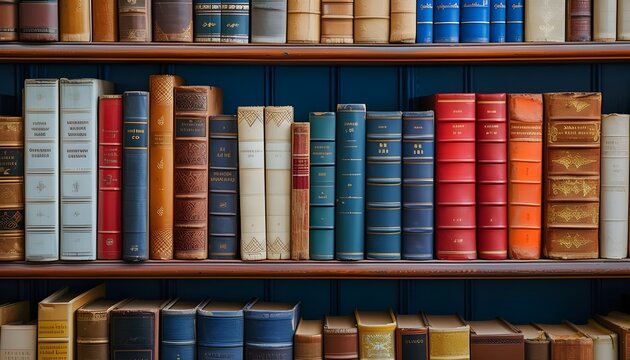 Some books on the shelves in a public library