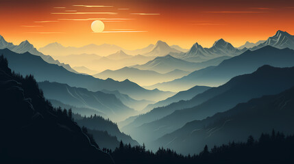 Fototapeta premium Majestic mountains, panoramic peaks PPT background