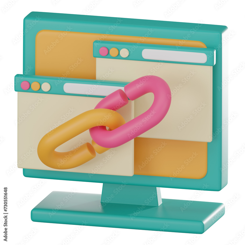 Poster 3d icon of browser link symbol in cyber space. 3d render.