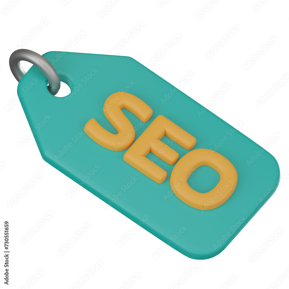 Poster 3d icon seo tag for online optimization. 3d render