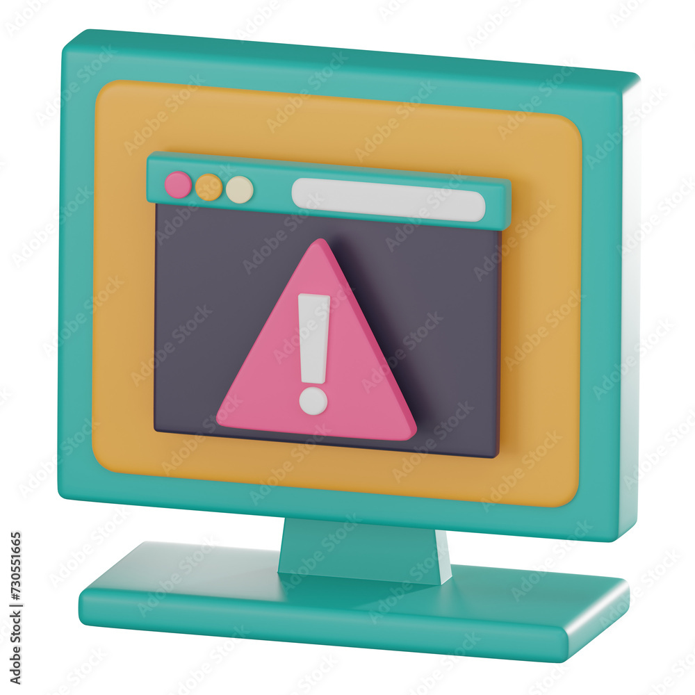 Poster 3d icon of website alert symbol for digital notifications. 3d render