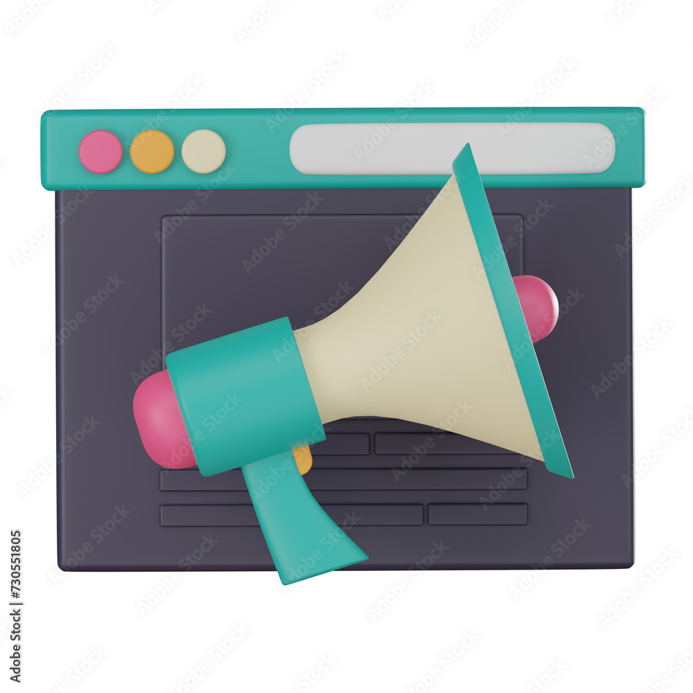Poster navigating success, 3d icon of seo symbol for web promotion strategy. 3d render