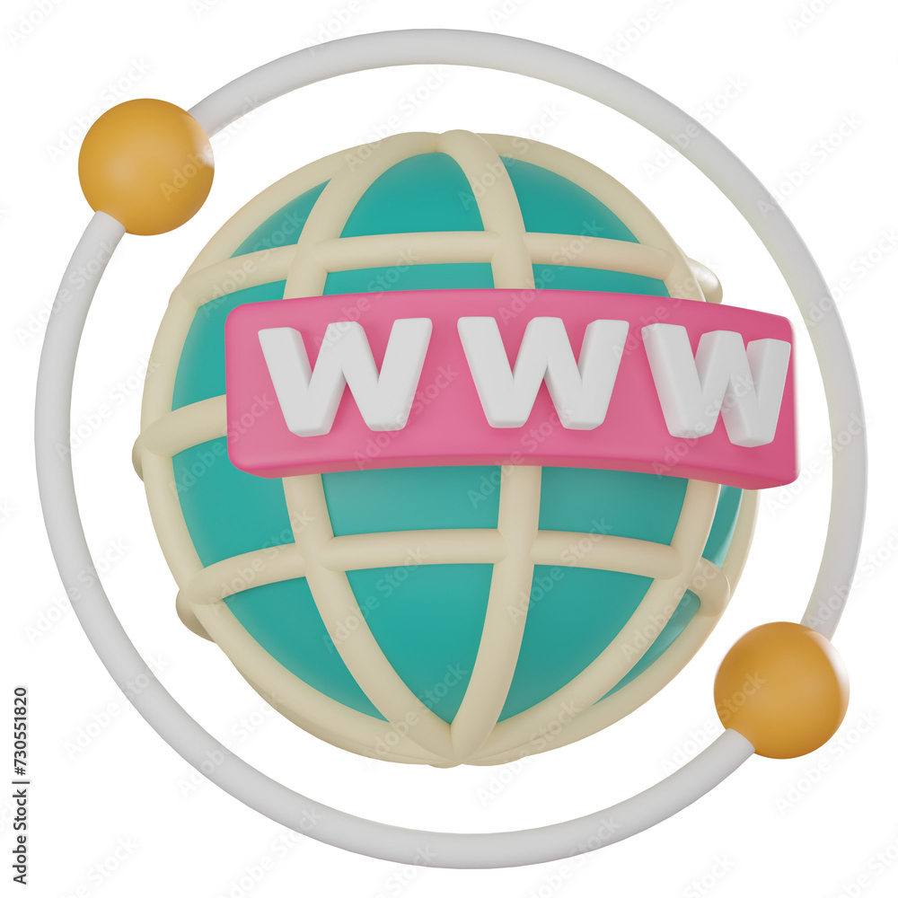 Poster 3d icon of world wide web in cyberspace. 3d render