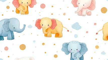 Elephant Pattern in Cartoon Style