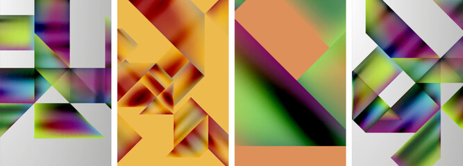 Set of abstract geometric posters. Abstract backgrounds for wallpaper, business card, cover, poster, banner, brochure, header, website