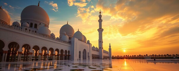 view of the mosque in the afternoon at sunset