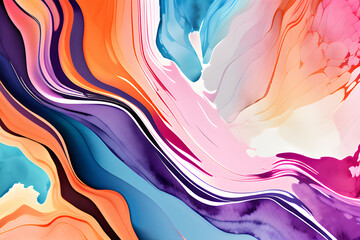 Closeup of abstract watercolor paint background texture with liquid fluid marbled paper texture banner texture. Generative AI (생성형 AI)