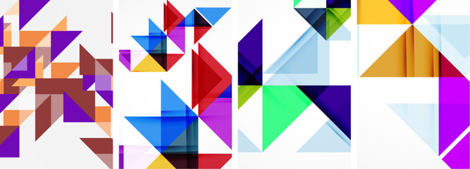 Obraz premium Set of colorful triangle poster cover template backgrounds. Vector illustration For Wallpaper, Banner, Background, Card, Book Illustration, landing page
