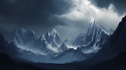 Obraz premium Majestic mountains, panoramic peaks PPT background