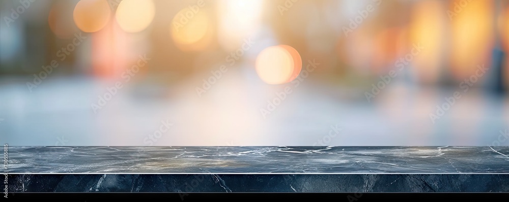 Aufkleber elegant empty marble table in cafe set as perfect stage for product display with softly blurred back