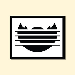 rectangle A4 A3 landscape framed poster lotus shadow line flowers minimalist balck abstract creative style, Hand drawn for wallpaper wall decor fabric postcard cover template banner