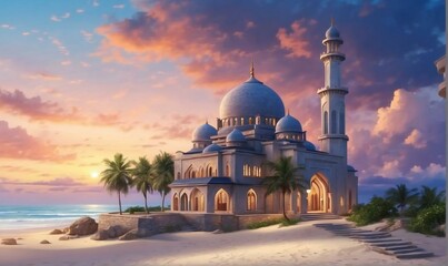 Muslim houses of worship, luxury mosques. Generative AI - Powered by Adobe