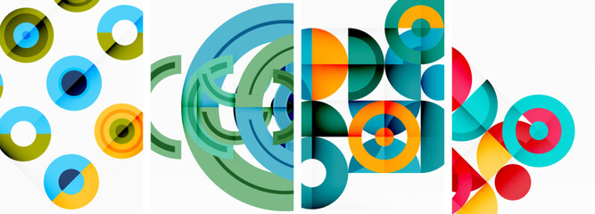 Circles and rings geometric backgrounds. Posters for wallpaper, business card, cover, poster, banner, brochure, header, website