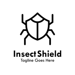 Insect shield design logo template illustration