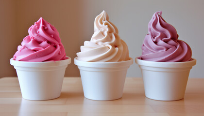 Delicious frozen yogurt topped with fresh berries for refreshing dessert - obrazy, fototapety, plakaty