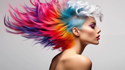 Beautiful woman with multi-colored hair.