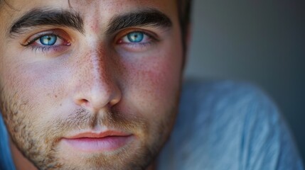 Obraz premium A young man with a determined look in his eyes his posture confident as he refuses to let his PTSD define him.