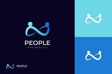abstract people friendship logo icon design with infinity graphic symbol. creative Logo Design Template Element for partnership logo icon design