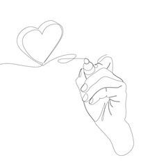 One continuous line of Heart drawn by with felt tip pen. Thin Line Illustration vector Valentine's Day concept. Contour Drawing Creative ideas.