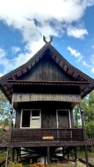 Fototapeta na wymiar BORNEO TRADITIONAL HOUSE OF THE ORIGINAL TARAKAN TRIBE