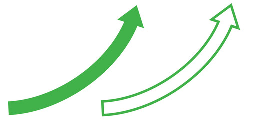 Growing business  green arrow on white. Profit arow Vector illustration.Business concept, growing chart. Concept of sales symbol icon with arrow moving up. Economic Arrow With Growing Trend.