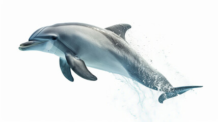 Leaping dolphin captured in high definition, symbolizing aquatic grace and intelligence AI Generative.