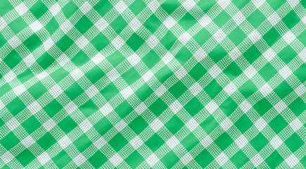 Vintage green Gingham Tablecloth Fabric Seamless Pattern Texture for Kitchen and Picnic Design