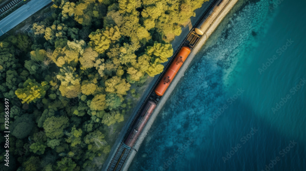Aufkleber an overhead view of a pipeline network reveals its vast scale as well as its potential environmental