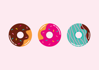 Collection of donuts with multicolored glaze