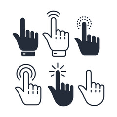 Obraz premium Mouse click cursor set. Pointer hand click. Vector stock illustration.