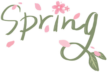 spring text illustration with cherry blossom