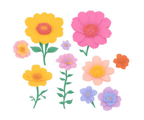 Flowers illustration collection,flower clipart png on transparent background 