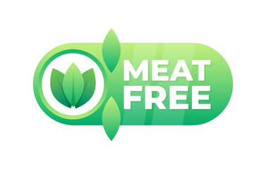 Green badge with leaf motif indicating a product is meat-free, suitable for vegetarians and vegans