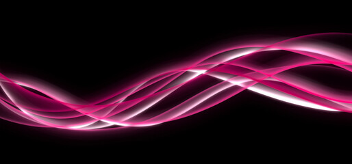 Dark abstract background with pink glowing wavy neon lines design for business