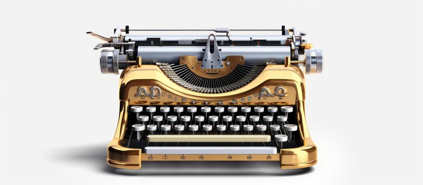vintage typewriter gold colored white background
