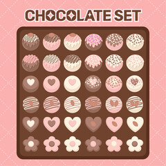 Chocolate Set Vector Illustration for Valentine's Day (Sweet Love and Propose)