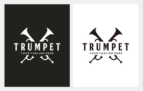 Musical instrument Trumpet logo design vector