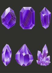 Gems and diamonds set in purple