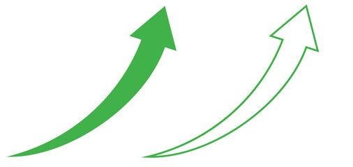 Growing business  green arrow on white. Profit arow Vector illustration.Business concept, growing chart. Concept of sales symbol icon with arrow moving up. Economic Arrow With Growing Trend. - obrazy, fototapety, plakaty