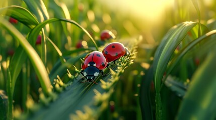 In an attempt to save time and energy the Lilliputian farmers decided to use their resident ladybugs as farming istants. However the tiny insects seem more interested in napping