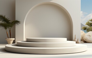 3D realistic podium display for product placement	