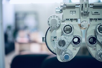 Phoropter eye test in optical store 