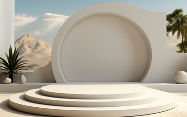3D realistic podium display for product placement	