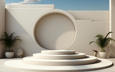 3D realistic podium display for product placement	