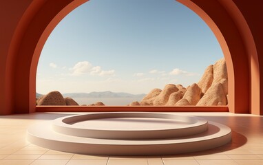 3D realistic podium display for product placement	