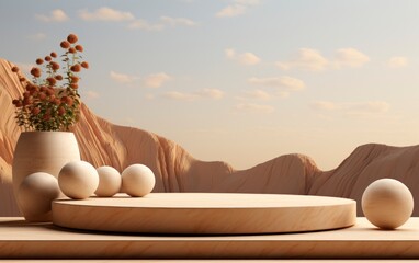 3D realistic podium display for product placement	