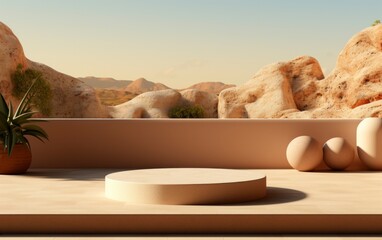 3D realistic podium display for product placement	